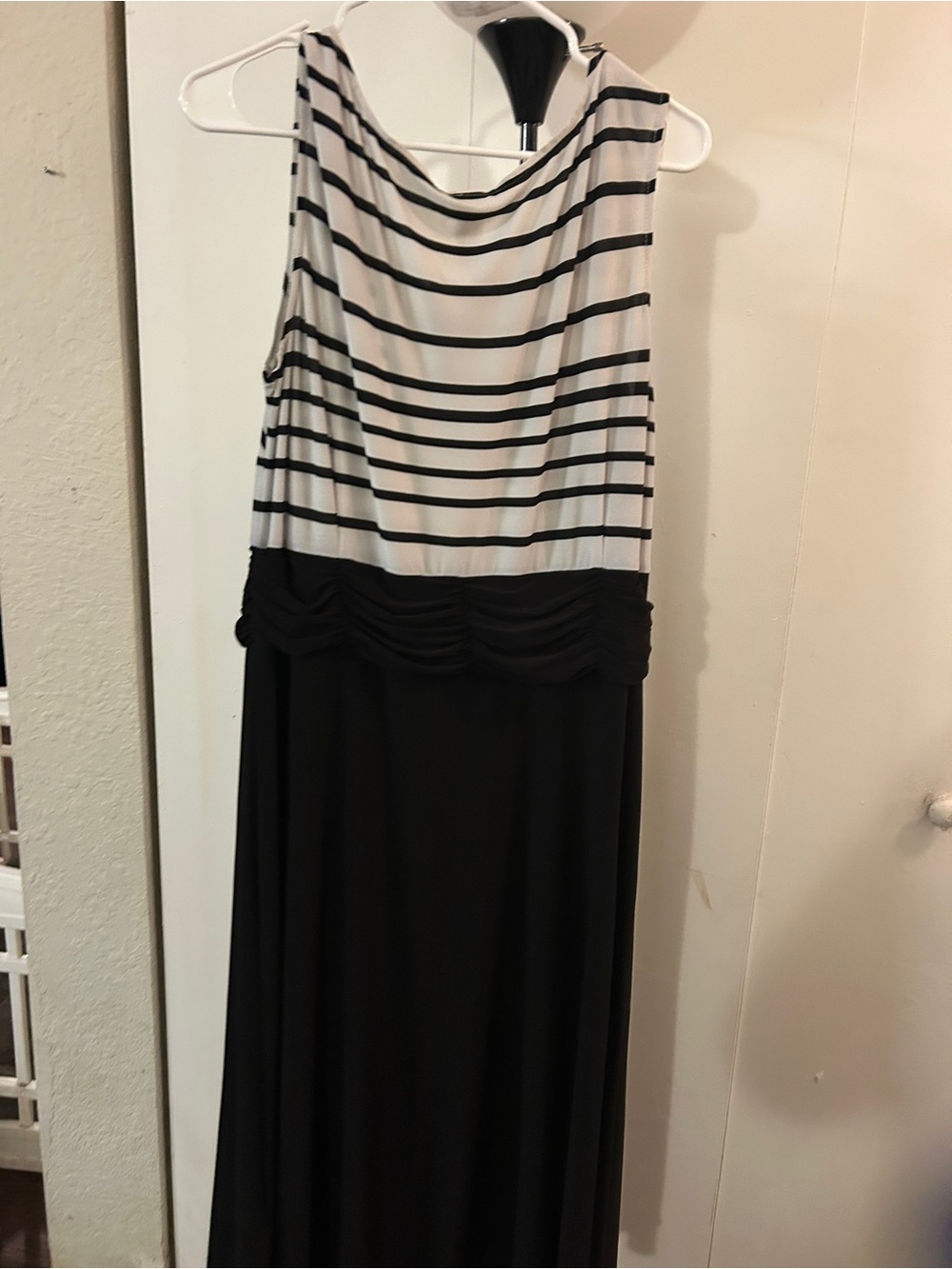 Amazon Black and White Striped Sleeveless Maxi Dress